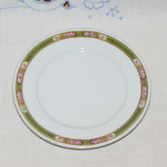 6 Antique Bread or Cake Plates Romeoff by MZ ALTROHLAU Green Band CZECHOSLOVAKIA - Picture 3 of 4